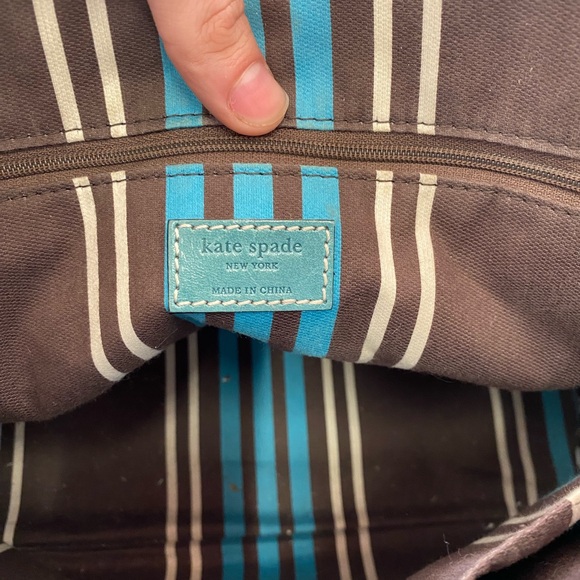 Kate Spade New York Brown Canvas Aqua Leather Casual Mini Tote Bag - Picture 8 of 15